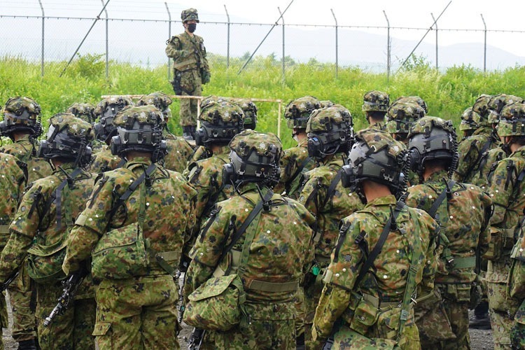 Japanese SDF soldiers lined up