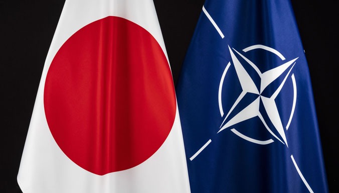 flags of Japan and NATO