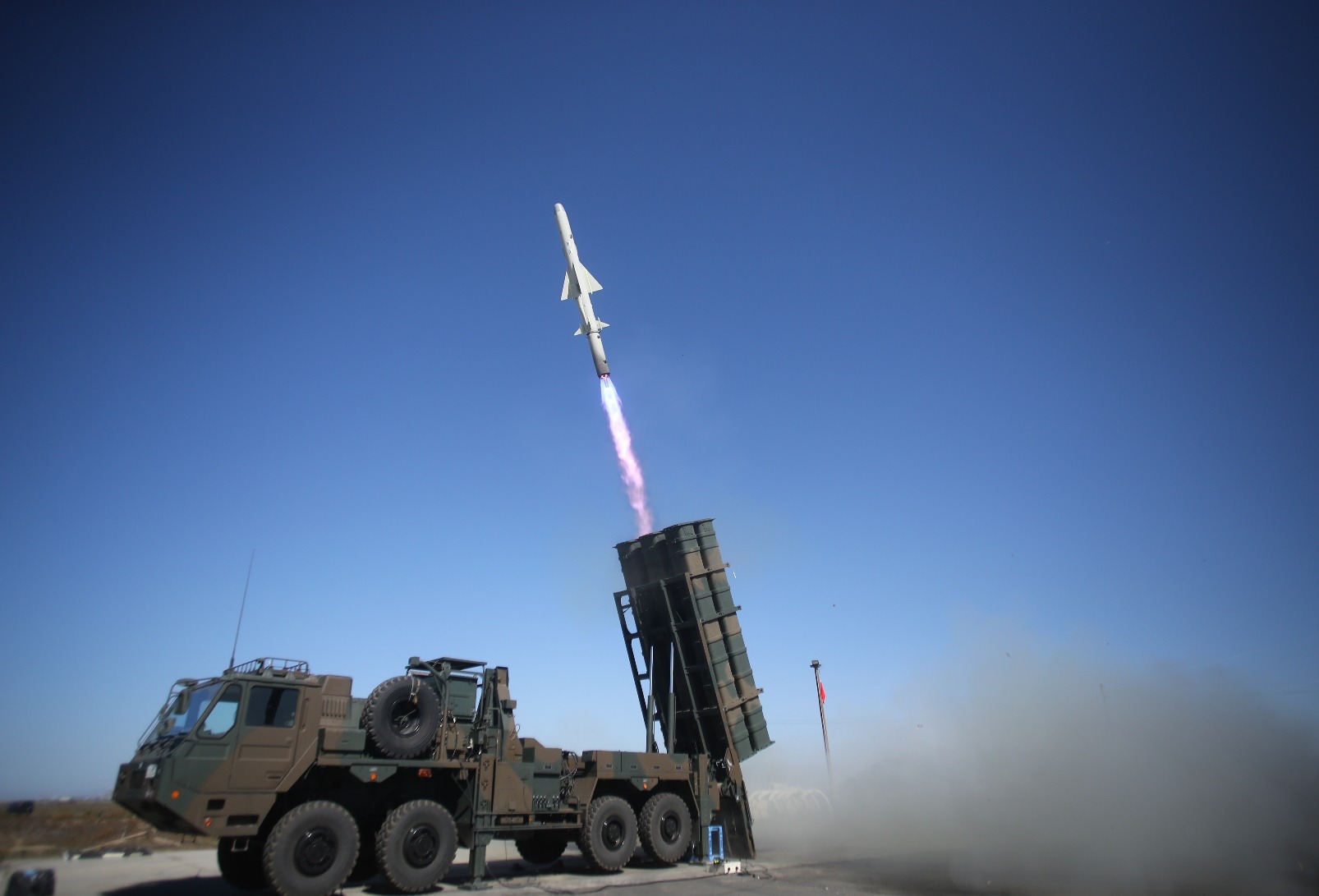 a missile fired from a truck-type launcher