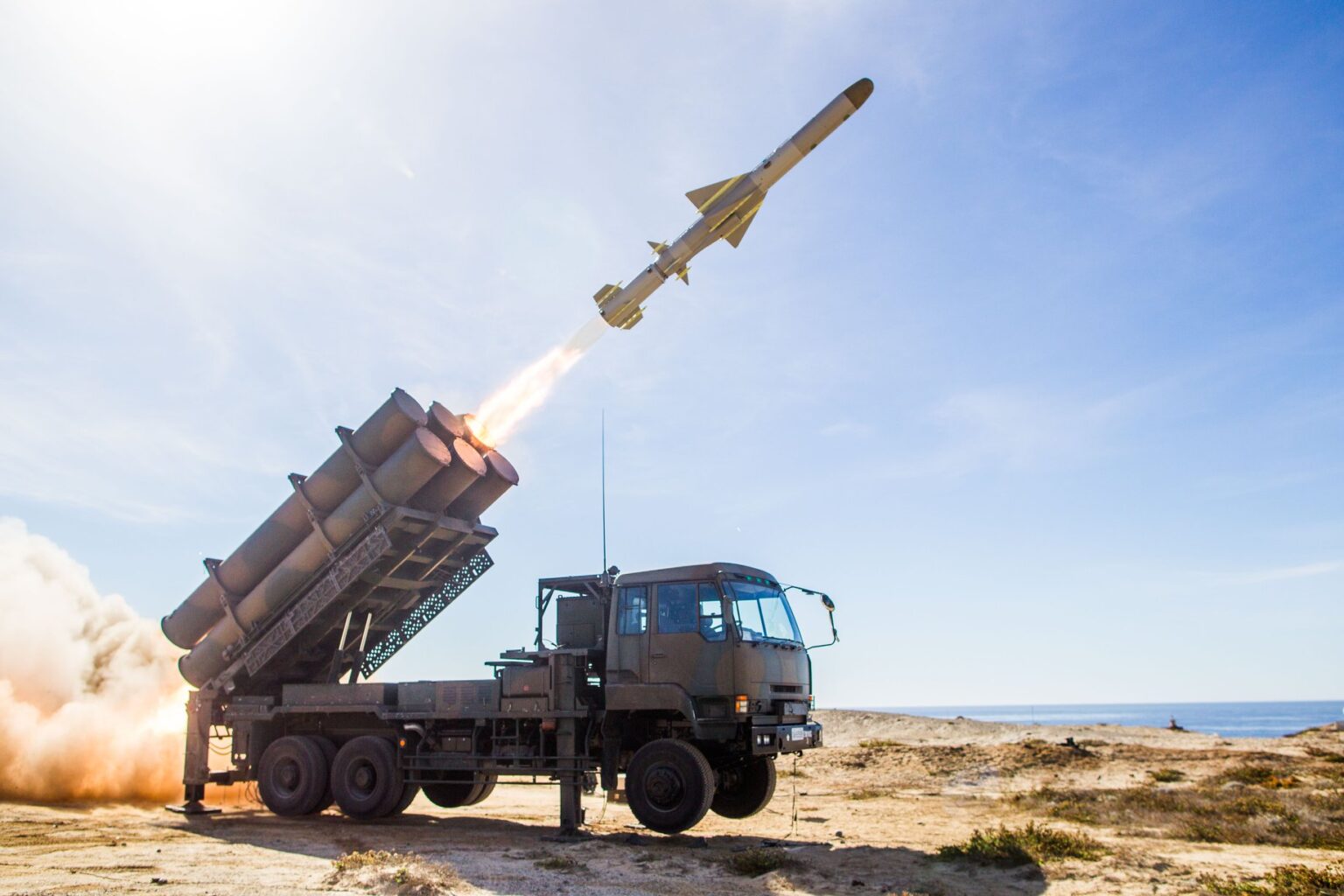 a missile fired from a truck-type launcher
