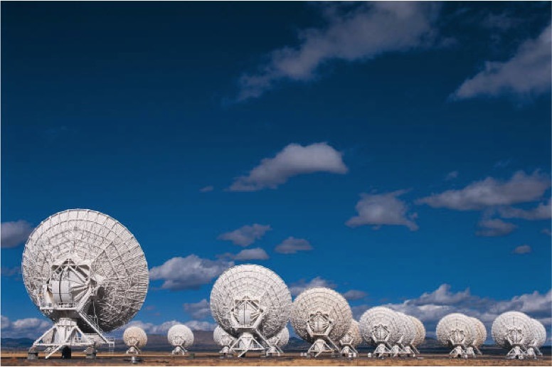 satellite antennas on a field