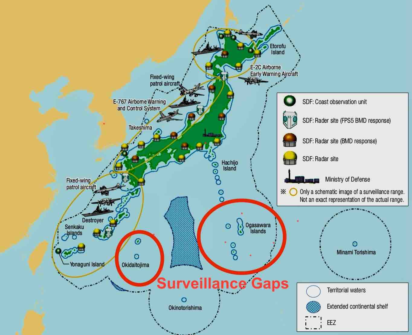 map of Japanese radar sites