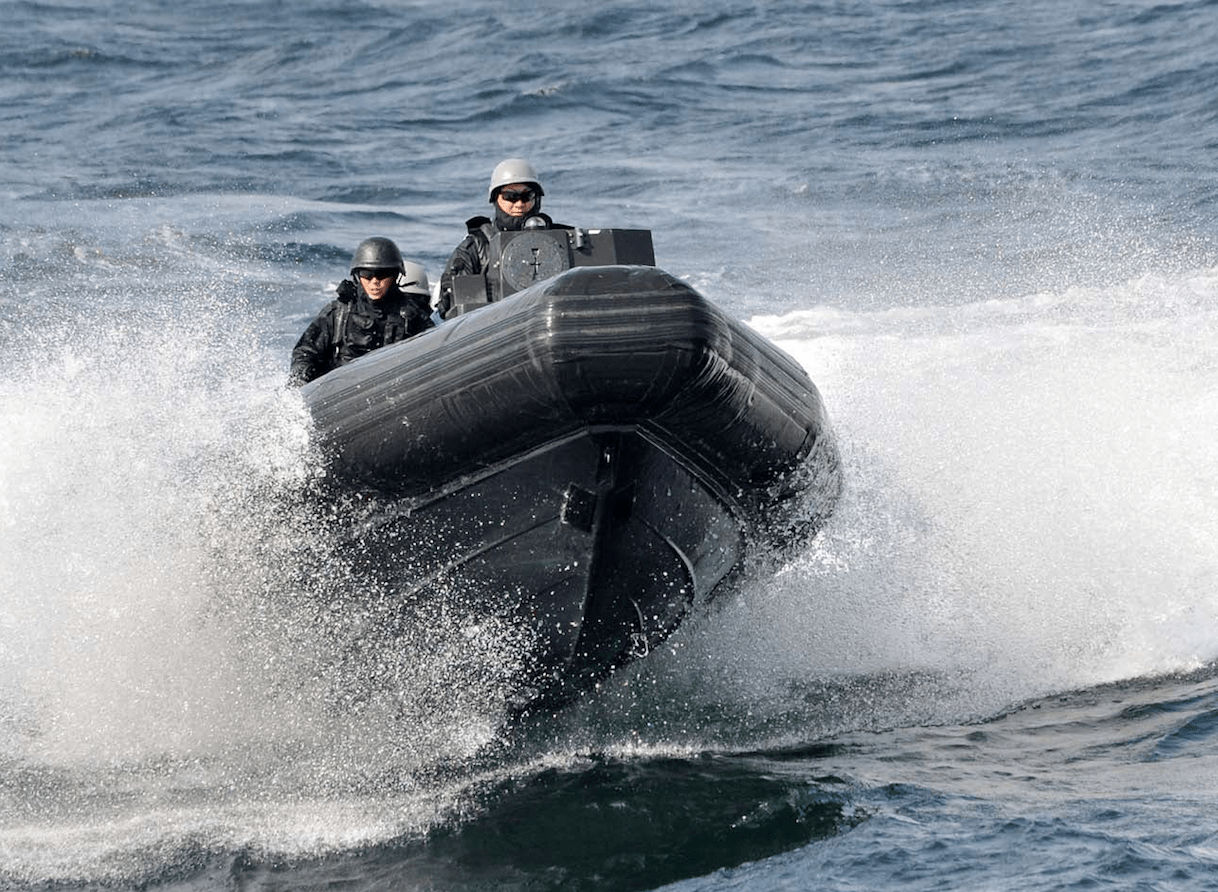 Japanese special forces on a high-speed boat