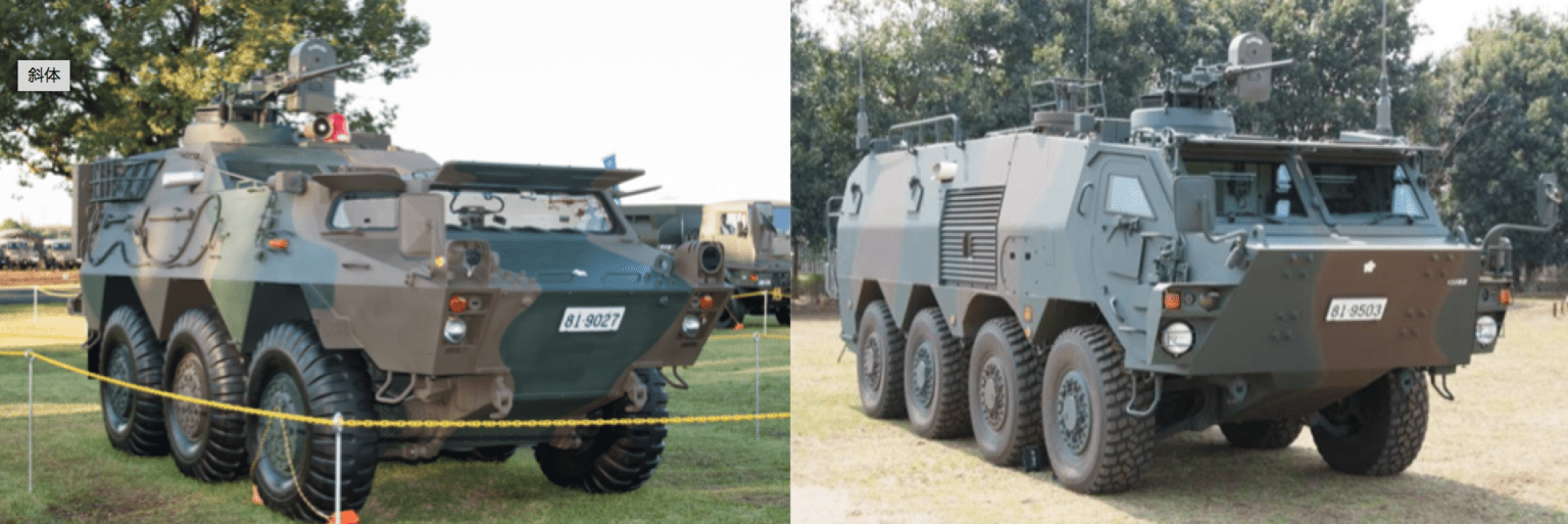 two wheeled armored vehicles side by side