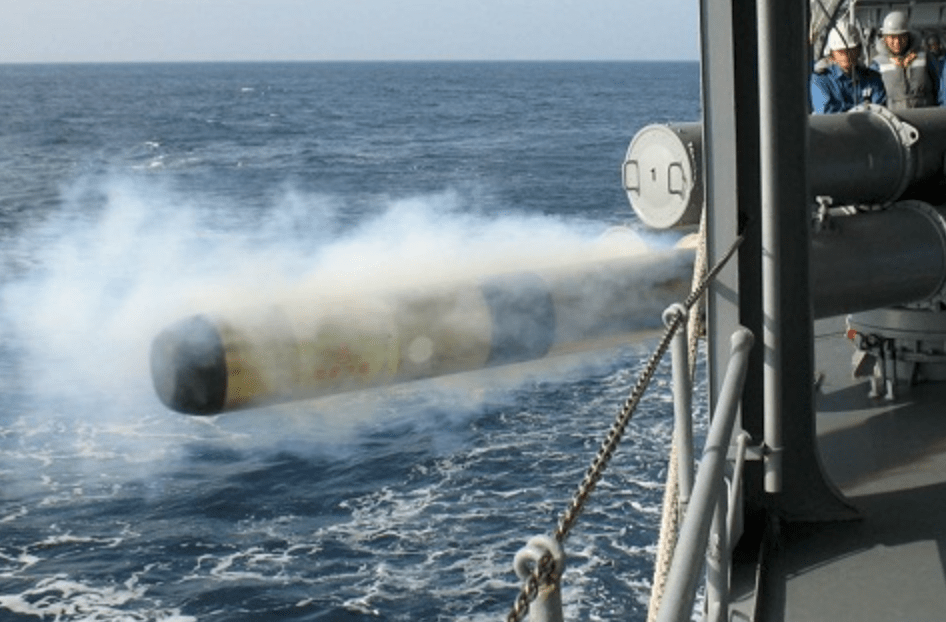 a torpedo fired from a warship