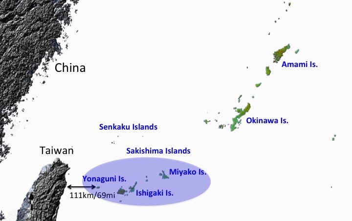 Map of Taiwan and Okinawa