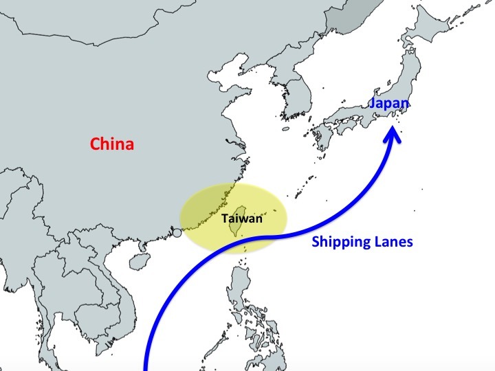 Map of Japan's shipping lane