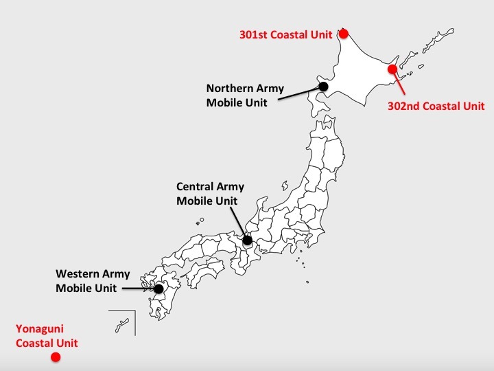 map showing Japanese coastal surveillance units 